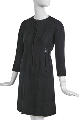 Lot 419 - A Cristóbal Balenciaga haute couture black wool jersey dress, circa 1963