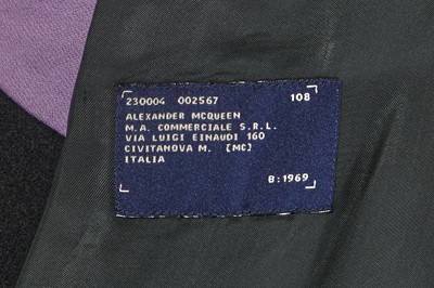 Lot 19 - A rare Alexander McQueen men's black and purple wool coat, 'Dante' collection, Autumn-Winter 1996-97