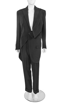 Lot 24 - A rare Alexander McQueen men's black rayon-blend suit, 'Joan' collection, Autumn-Winter 1998-99