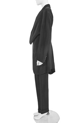 Lot 24 - A rare Alexander McQueen men's black rayon-blend suit, 'Joan' collection, Autumn-Winter 1998-99
