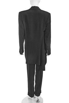 Lot 24 - A rare Alexander McQueen men's black rayon-blend suit, 'Joan' collection, Autumn-Winter 1998-99