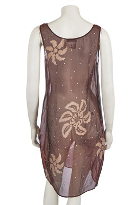 Lot 434 - An Issey Miyake printed brown silk organza ensemble, circa 1990