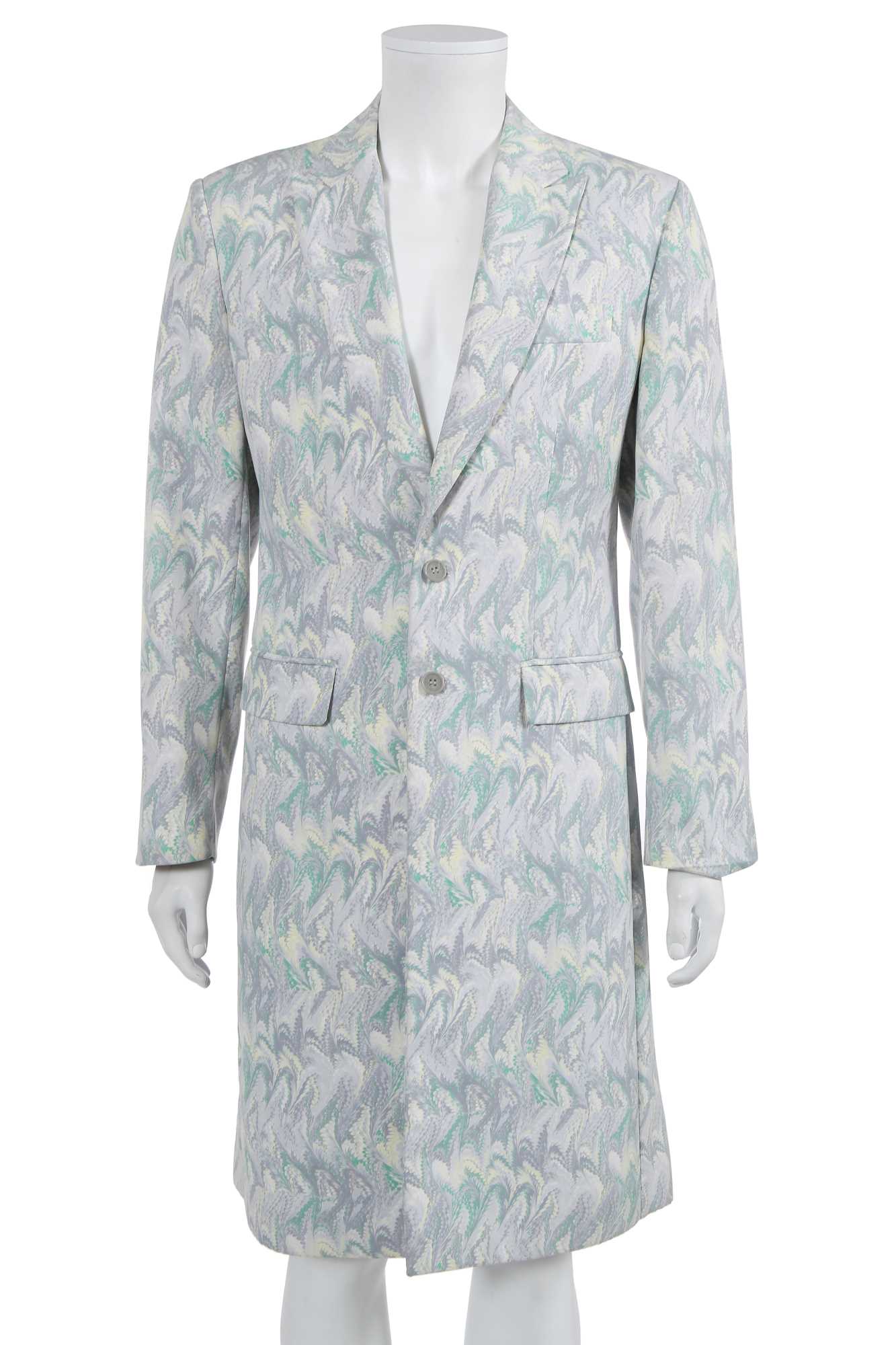 Lot 23 - An Alexander McQueen men's marbling print coat, circa 1997