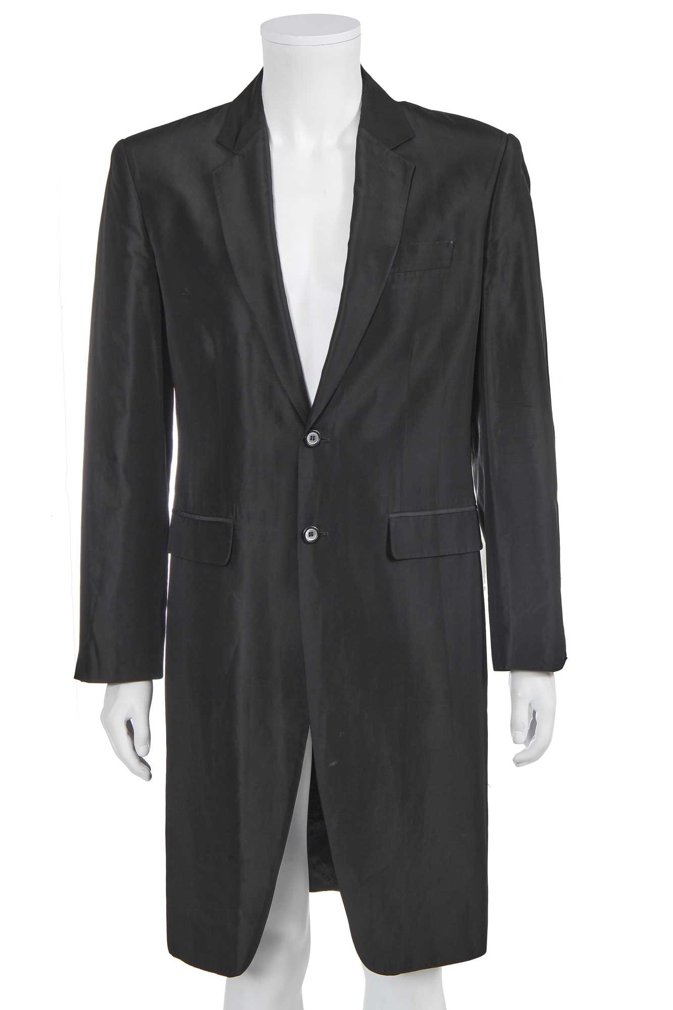 Lot 25 - An Alexander McQueen men's black acetate coat, 'Joan' collection, Autumn-Winter 1998-99