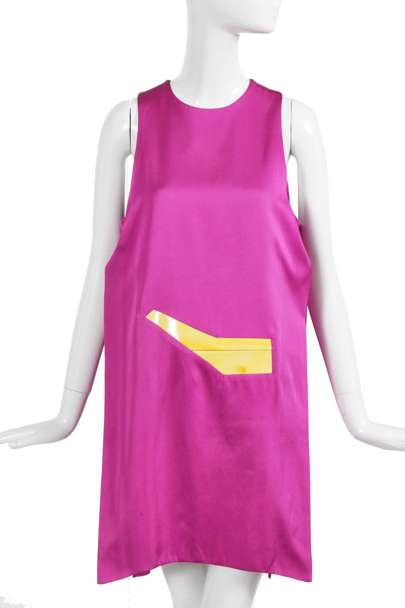 Lot 92 - A Hussein Chalayan magenta satin mini dress, 'Sakoku' collection, Spring-summer 2011