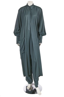 Lot 578 - An early Azzedine Alaïa green rayon ensemble, Spring-Summer 1984