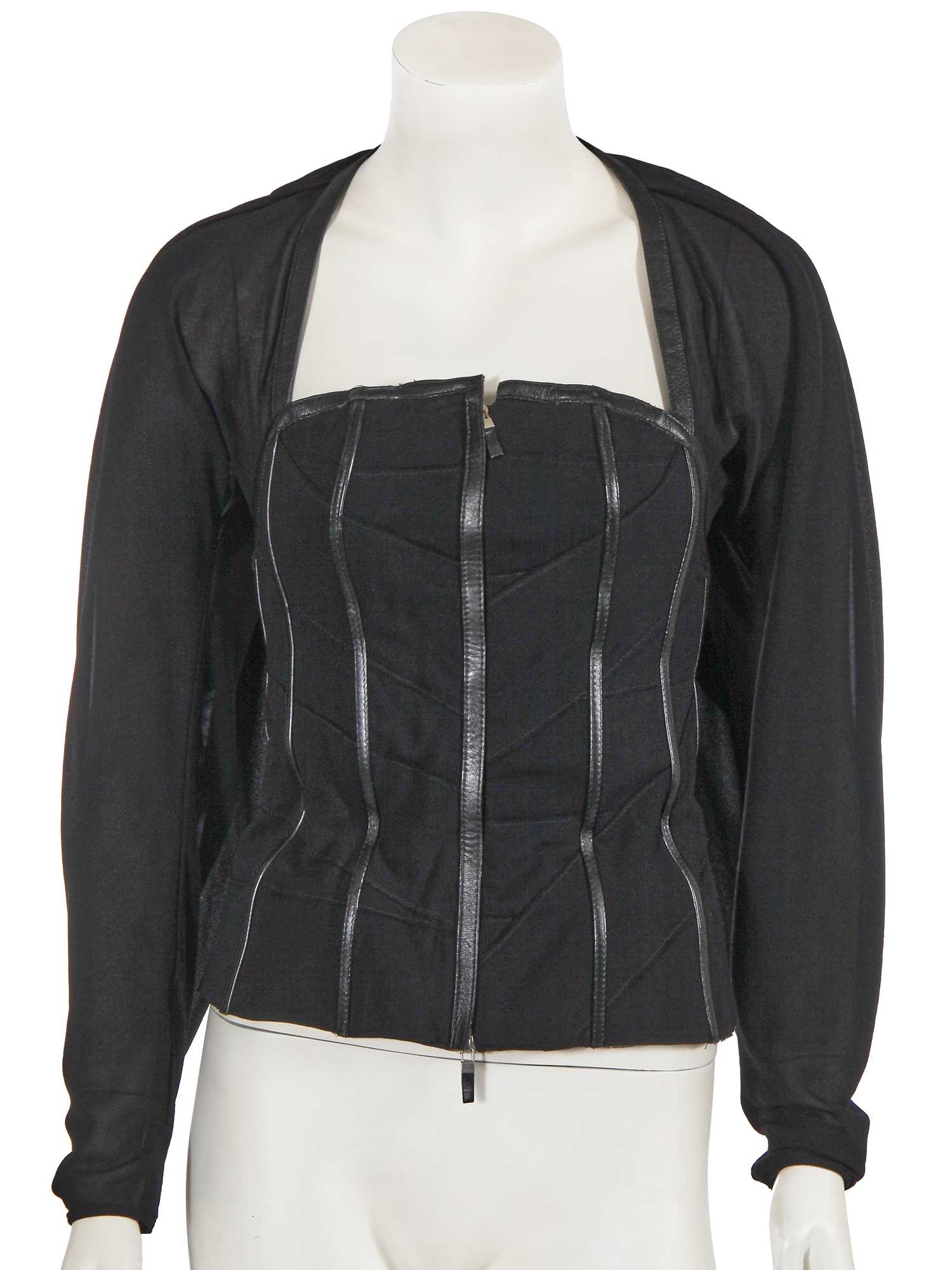 Lot 382 - An Alexander McQueen black crêpe georgette bustier, 'Scanners' collection, Autumn-Winter 2003-04