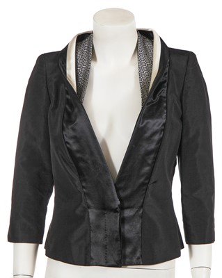 Lot 378 - An Alexander McQueen black silk faille jacket, commercial collection 2006