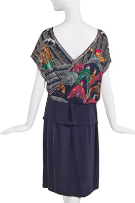 Lot 227 - A Chloé by Karl Lagerfeld embroidered blue chiffon and satin-backed crêpe dress, circa 1982