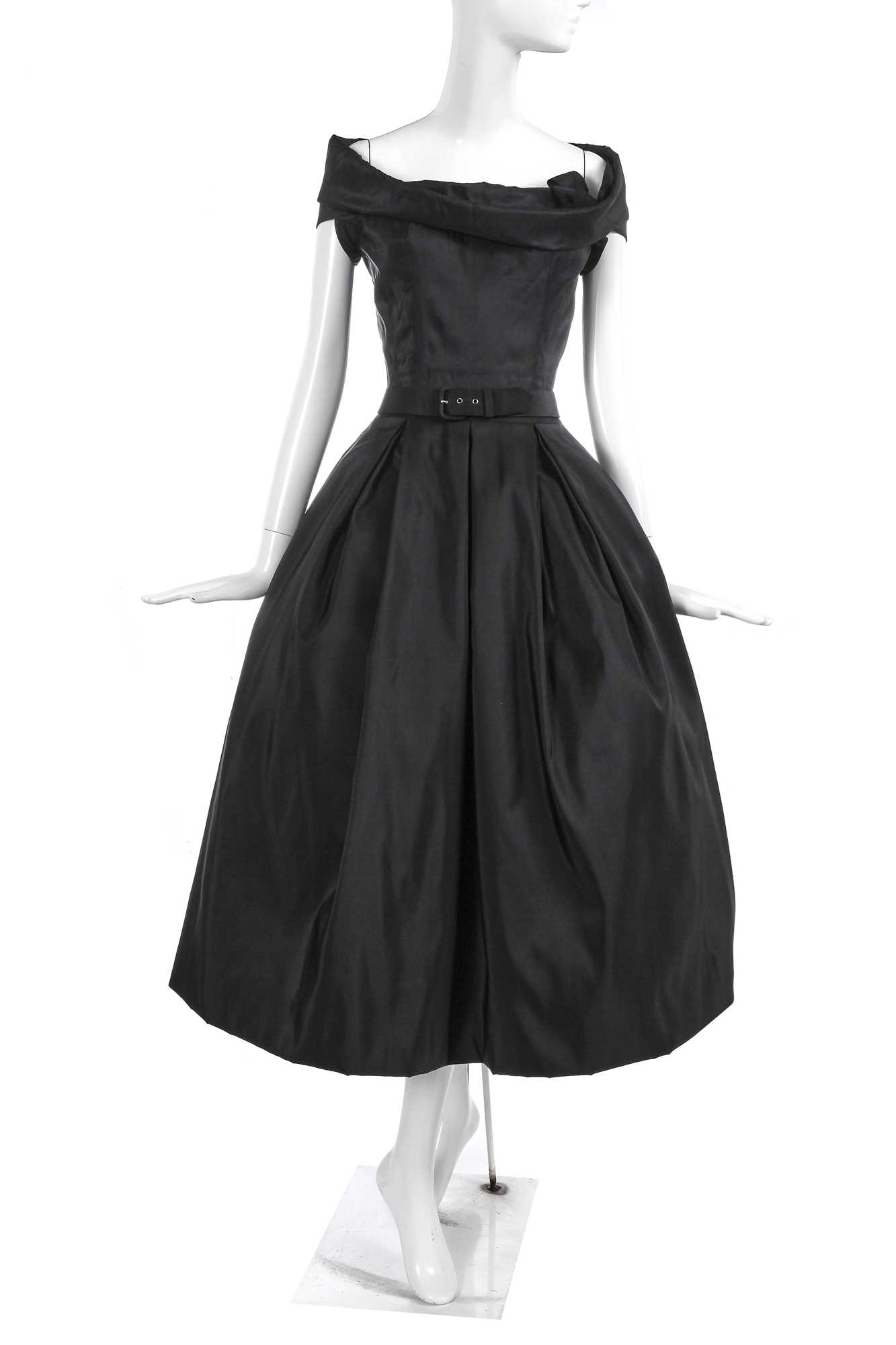 Lot 430 - A Christian Dior haute couture black faille 'Amour' cocktail dress, 'A-line', Spring-Summer 1955