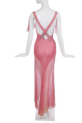 Lot 104 - A Christian Dior by John Galliano bias-cut pink and gold changeant chiffon evening dress, 2000s