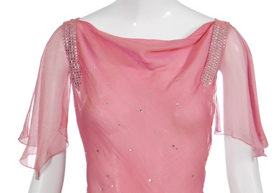 Lot 104 - A Christian Dior by John Galliano bias-cut pink and gold changeant chiffon evening dress, 2000s