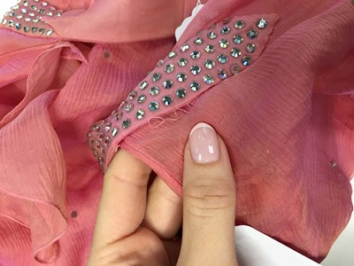 Lot 104 - A Christian Dior by John Galliano bias-cut pink and gold changeant chiffon evening dress, 2000s