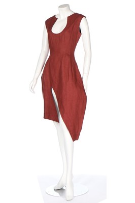 Lot 110 - A John Galliano rust-brown linen dress, Spring-...