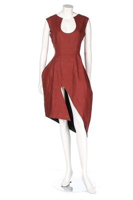 Lot 110 - A John Galliano rust-brown linen dress, Spring-...