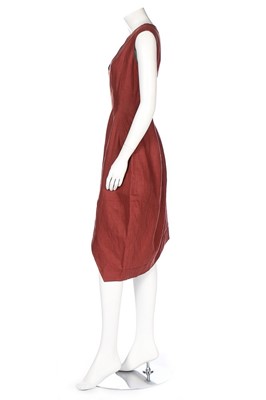 Lot 110 - A John Galliano rust-brown linen dress, Spring-...