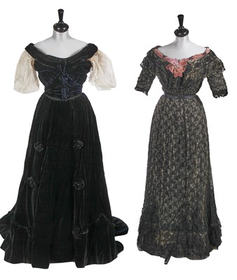 Lot 806 - A finely beaded fichu and a group of ball gowns 1890s-1900