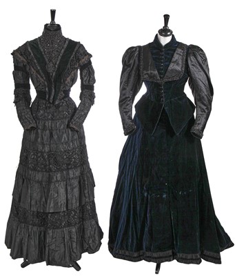 Lot 810 - Two 1890s mourning gowns