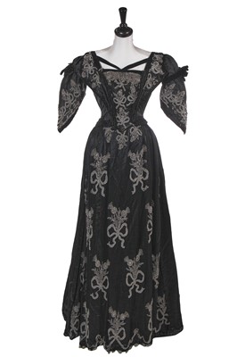 Lot 799 - A black satin ball gown, Scottish, circa 1900