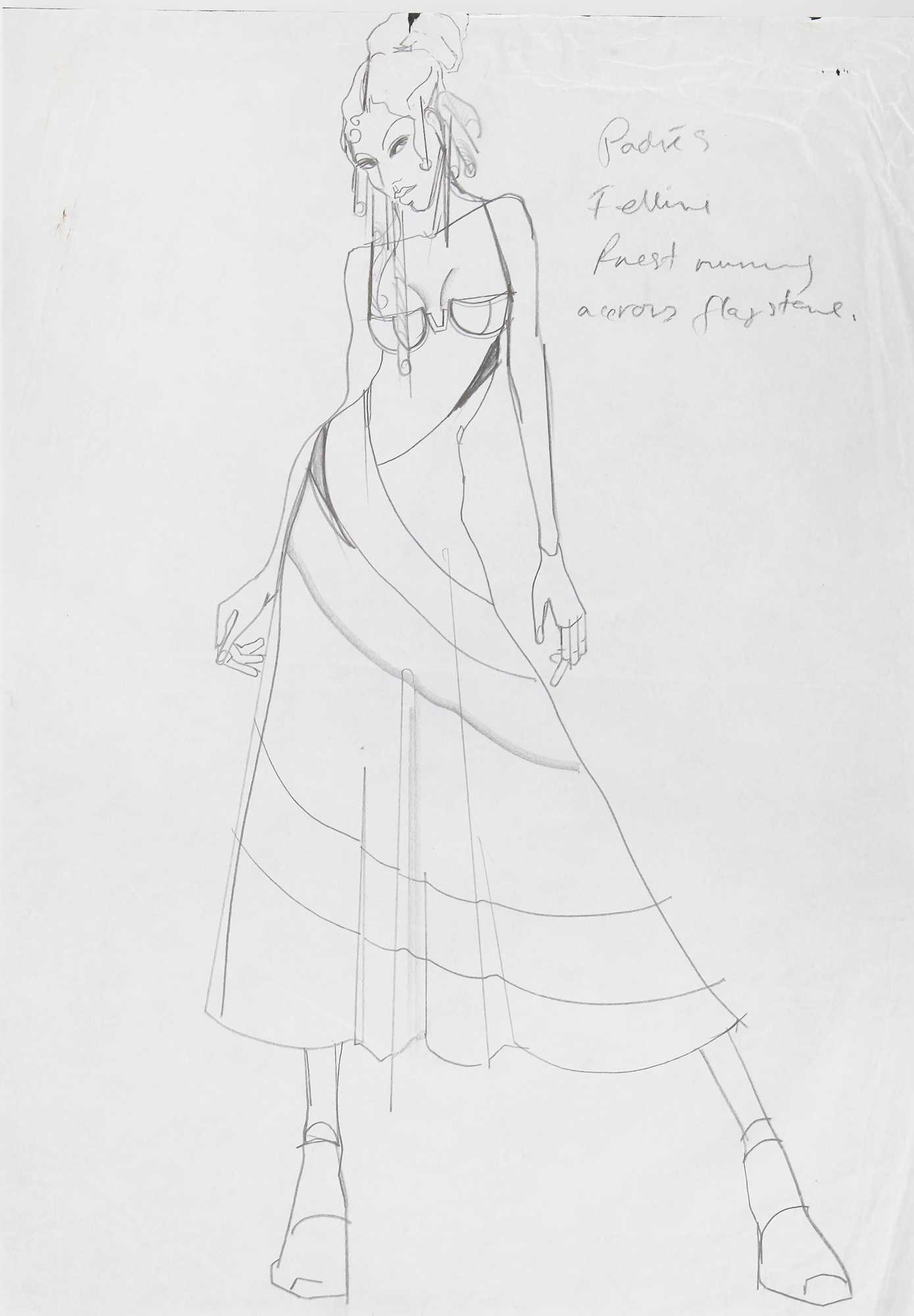 Lot 196 - A Julie Verhoeven for John Galliano original sketch, 'Josephine Bonaparte Meets Lolita' collection, Spring-Summer 1992