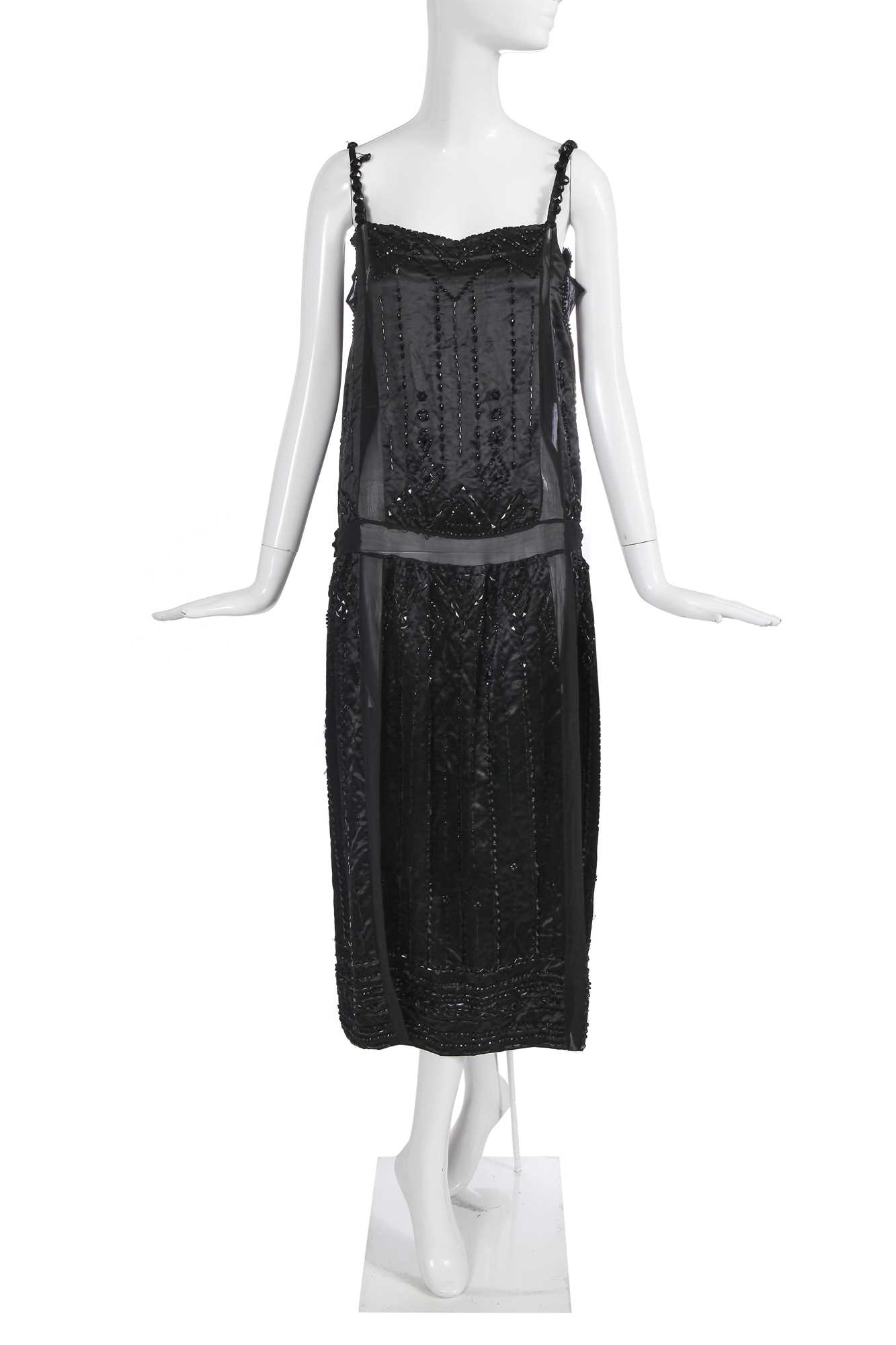 Lot 459 - A Jeanne Lanvin beaded black silk evening dress, Summer 1921