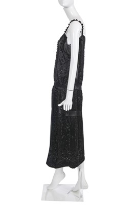 Lot 459 - A Jeanne Lanvin beaded black silk evening dress, Summer 1921