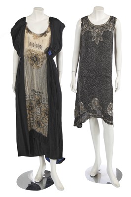 Lot 771 - An Abolnik, Paris beaded ivory tulle and black satin evening gown, circa 1919