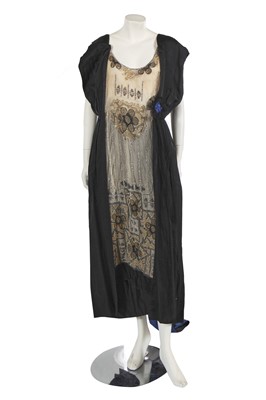 Lot 771 - An Abolnik, Paris beaded ivory tulle and black satin evening gown, circa 1919
