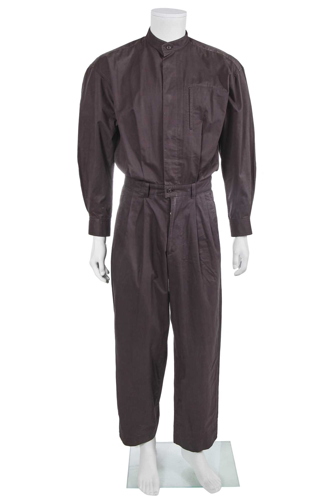 Lot 122 - An Issey Miyake men's grey cotton jumpsuit, 1986