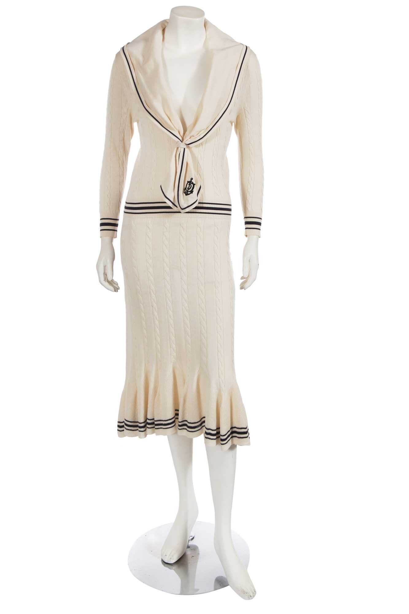 Lot 317 - An Alexander McQueen by Sarah Burton knitted 'Sailor' dress, identical to one worn by the Princess of Wales, 2011