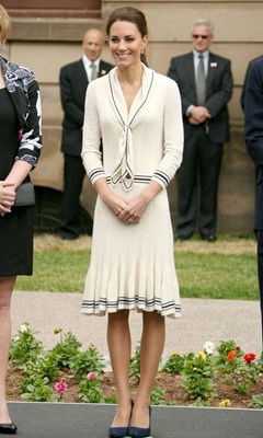 Lot 317 - An Alexander McQueen by Sarah Burton knitted 'Sailor' dress, identical to one worn by the Princess of Wales, 2011