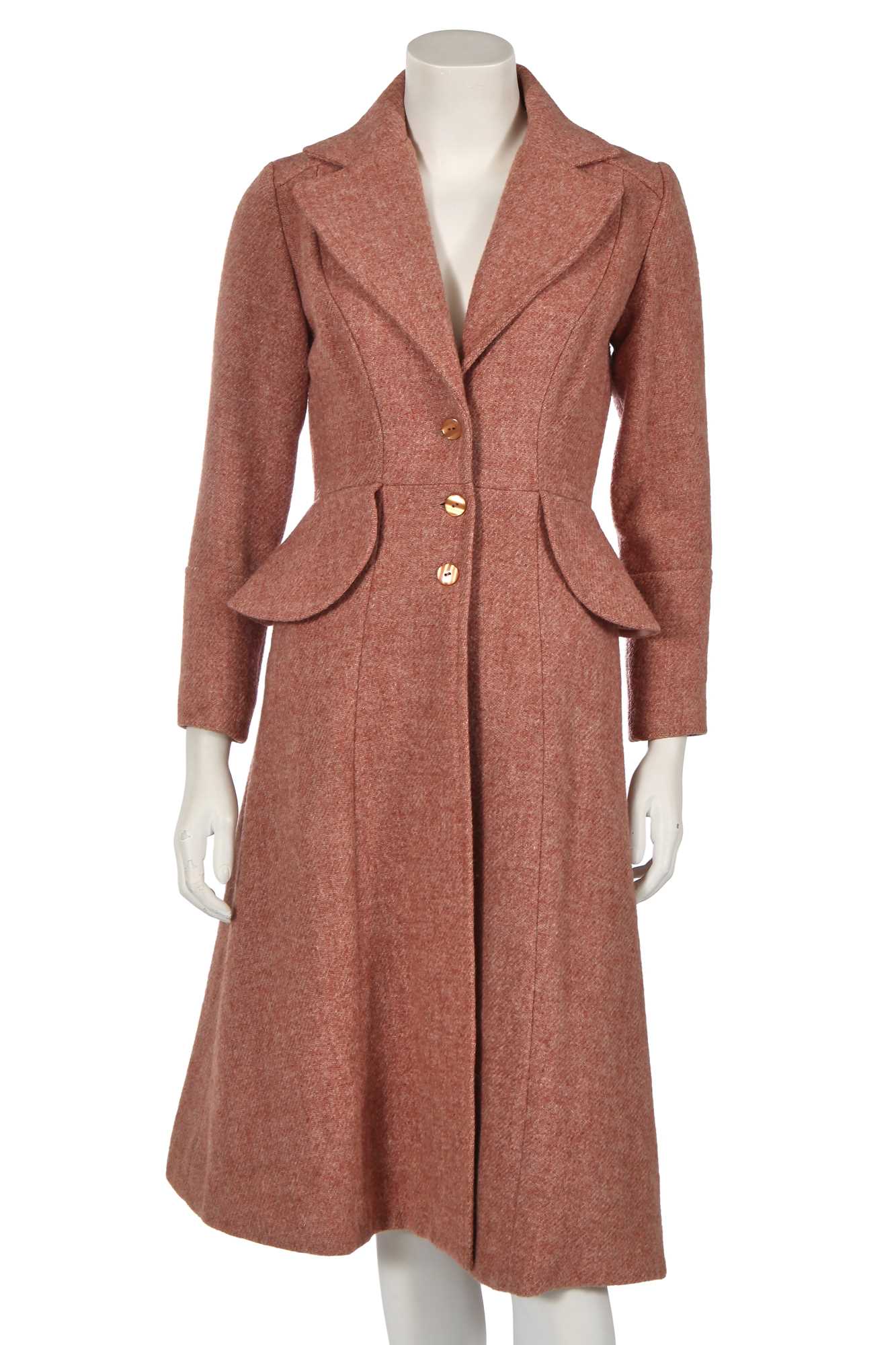 Lot 653 - An Ossie Clark pink Harris Tweed wool coat, early 1970s
