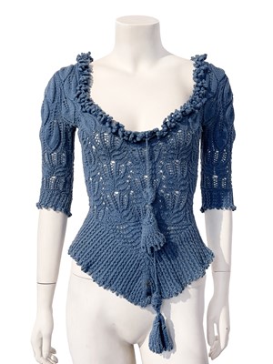 Lot 500 - A Vivienne Westwood cerulean knitted bodice, 'Cafe Society' collection, Spring-Summer 1994