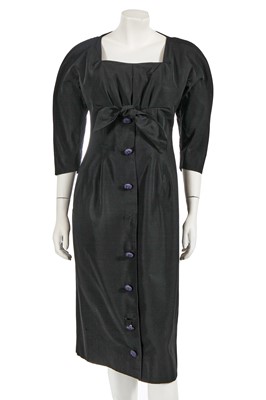 Lot 725 - A Christian Dior London black faille cocktail dress, circa 1958