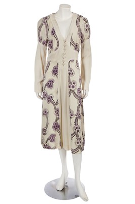 Lot 649 - An Ossie Clark/Celia Birtwell printed moss crêpe dress, early 1970s