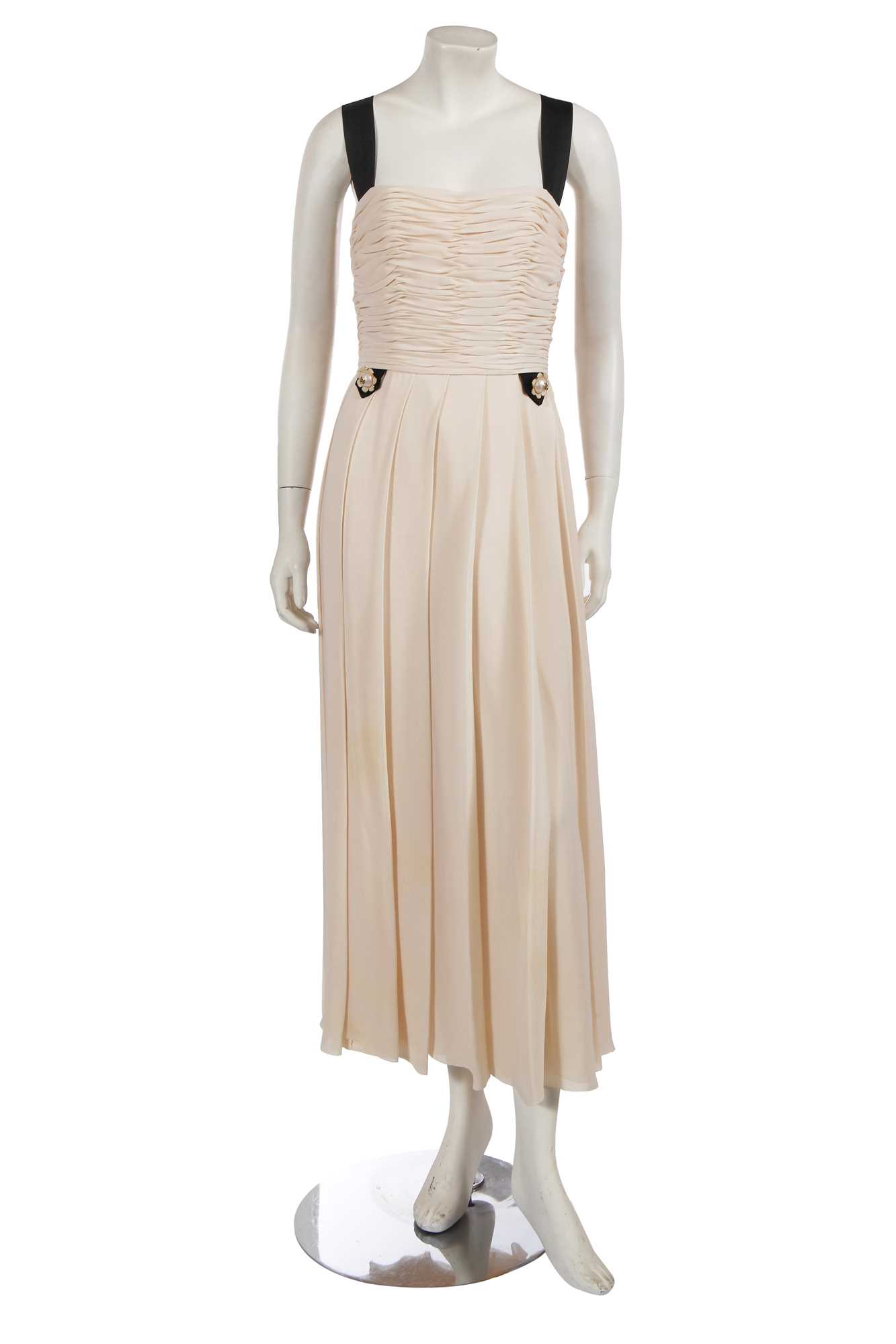 Lot 234 - A Chanel by Karl Lagerfeld cream silk chiffon dress, circa 1991