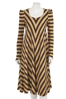 Lot 666 - A Biba brown striped knitted wool dress, circa 1974
