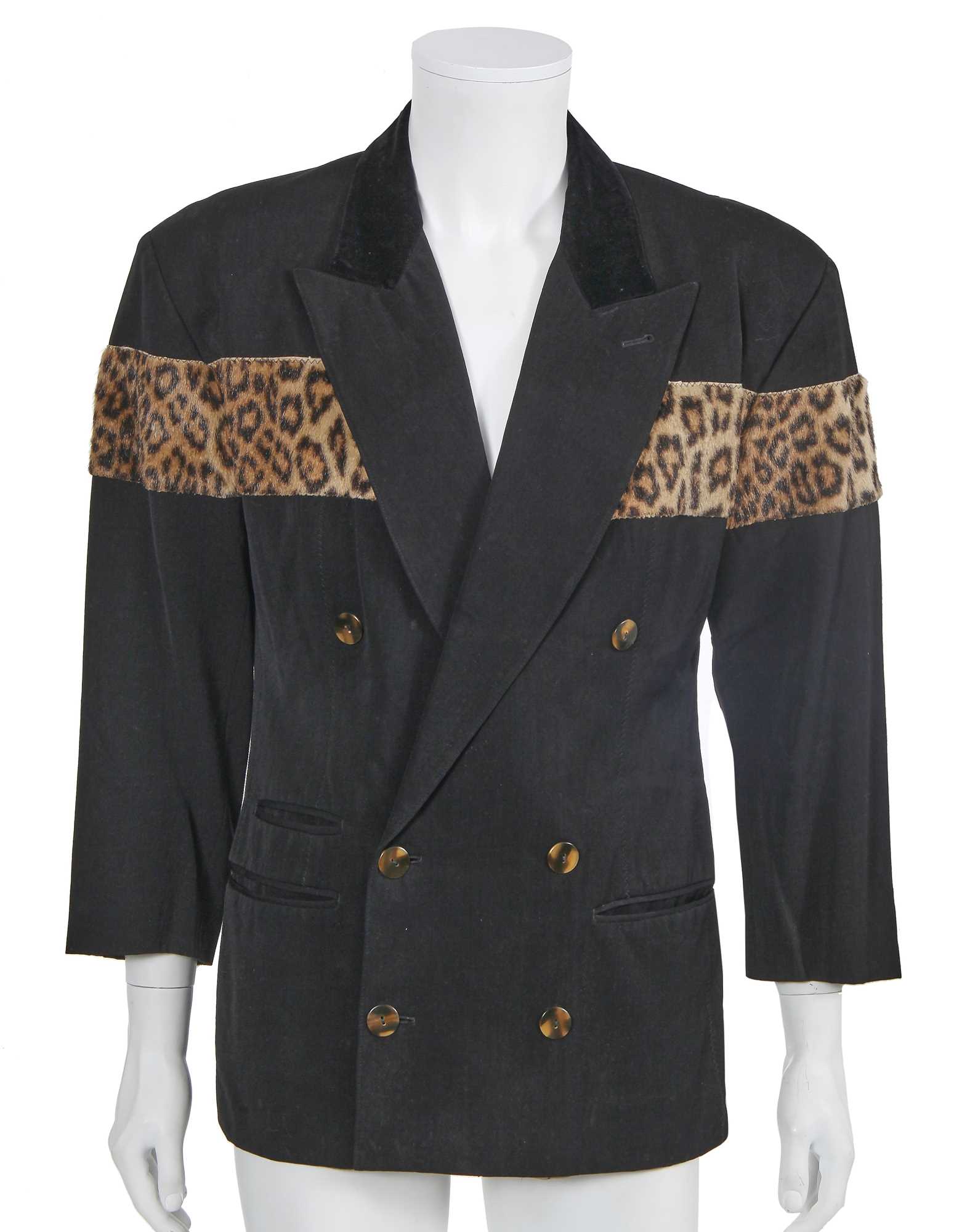 Lot 99 - A Jean Paul Gaultier men's black wool and faux-fur blazer, ‘Les Rock Stars’ collection, Autumn-Winter 1987-88