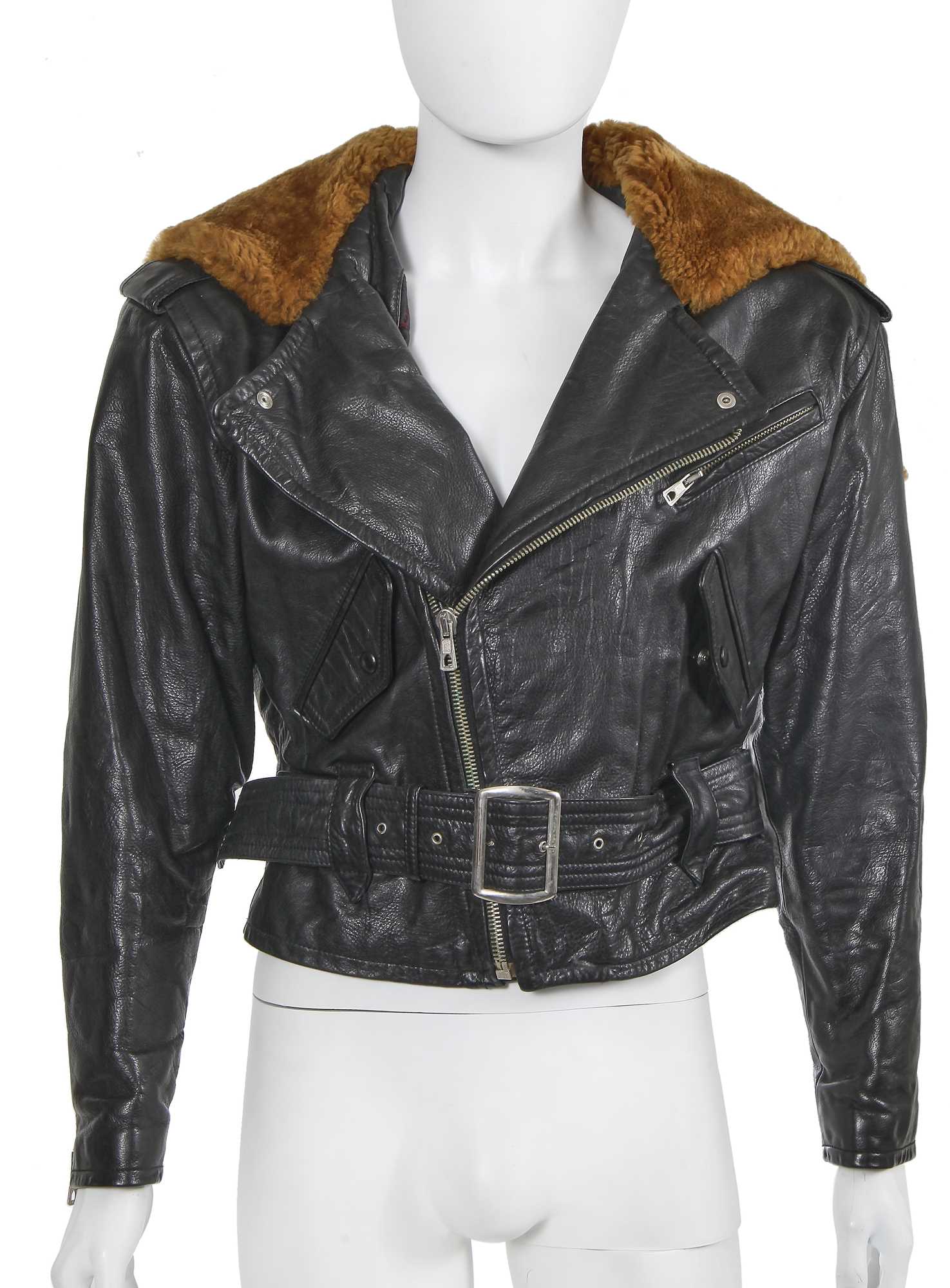 Lot 101 - A Jean Paul Gaultier men's black leather and faux-fur jacket, circa 1988