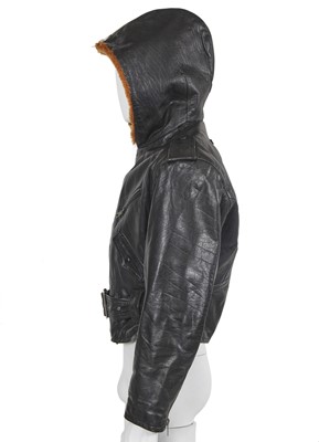 Lot 101 - A Jean Paul Gaultier men's black leather and faux-fur jacket, circa 1988