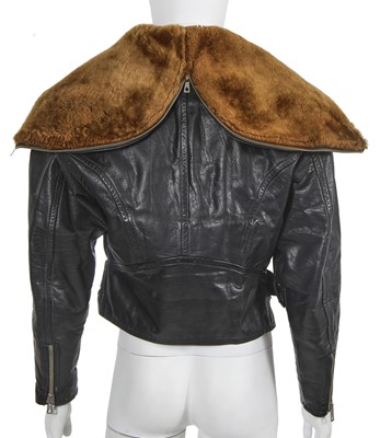 Lot 101 - A Jean Paul Gaultier men's black leather and faux-fur jacket, circa 1988