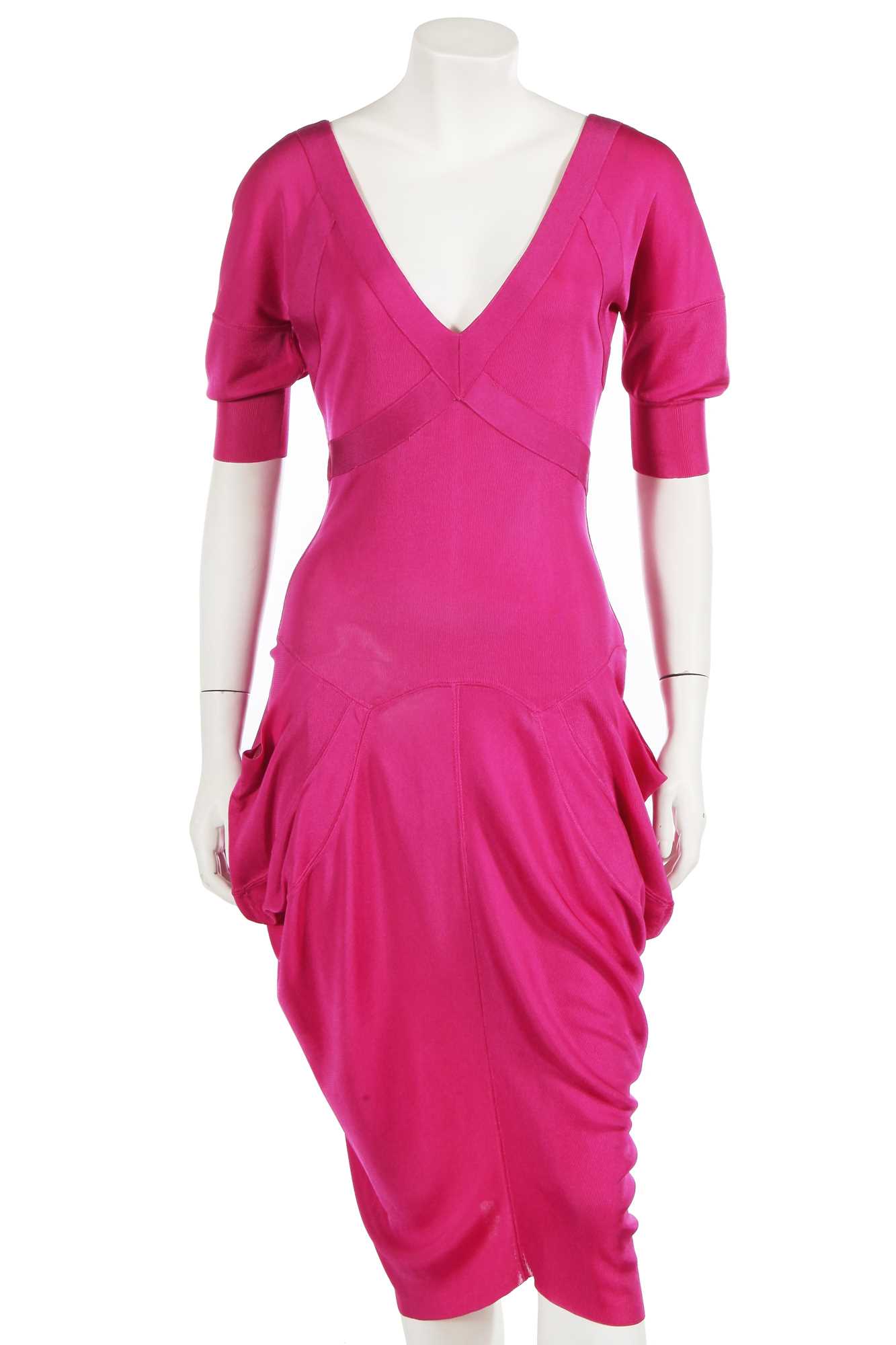 Lot 320 - An Alexander McQueen pink silk jersey dress, circa 2010