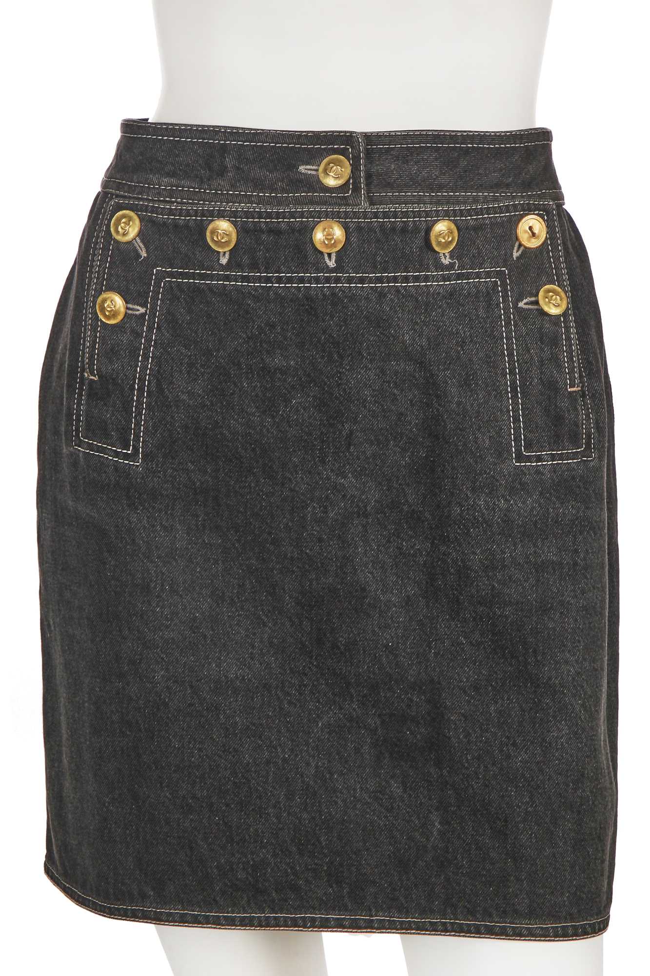 Lot 231 - A Chanel by Karl Lagerfeld black denim mini skirt, circa 1995