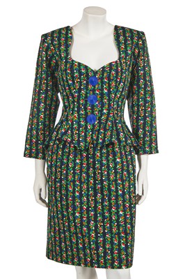 Lot 549 - An Yves Saint Laurent printed cotton suit, early 1990s