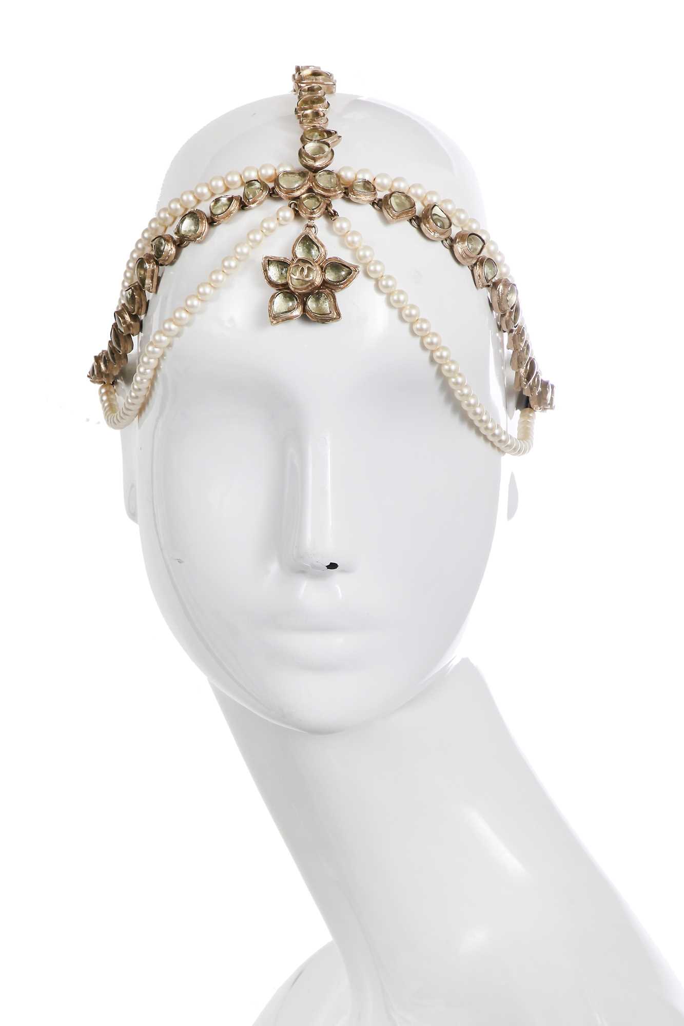 Lot 20 - A Chanel faux pearl and diamond Matha Patti headpiece, 'Paris-Bombay' collection, Métiers d'Art, Pre-Fall 2012