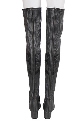 Lot 194 - A pair of Chanel by Karl Lagerfeld gunmetal leather thigh-high boots, 'Paris-Dallas' collection, Métiers d'Art, Pre-Fall 2014
