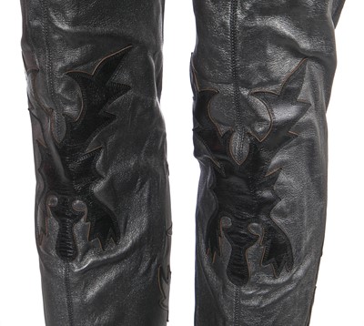 Lot 194 - A pair of Chanel by Karl Lagerfeld gunmetal leather thigh-high boots, 'Paris-Dallas' collection, Métiers d'Art, Pre-Fall 2014