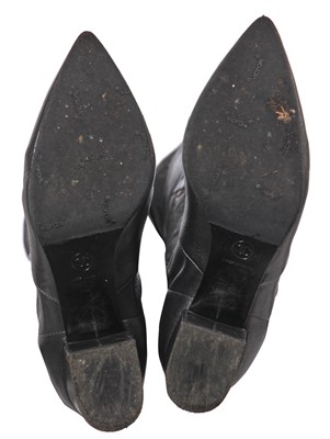 Lot 194 - A pair of Chanel by Karl Lagerfeld gunmetal leather thigh-high boots, 'Paris-Dallas' collection, Métiers d'Art, Pre-Fall 2014