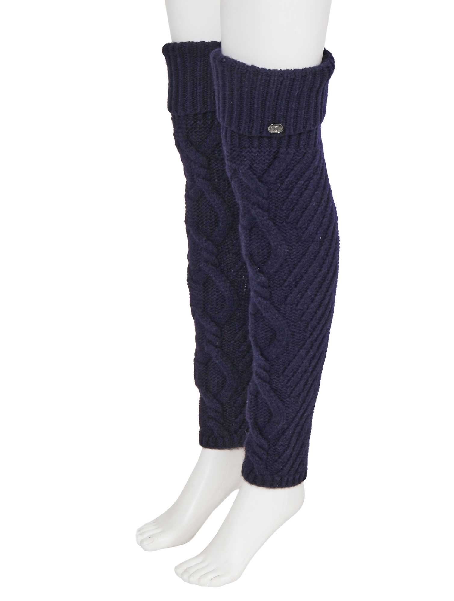 Lot 189 - A pair of Chanel by Karl Lagerfeld blue wool-cashmere blend cable knit leg warmers, 'Paris-Hamburg' collection, Métiers d'Art, Pre-Fall 2018