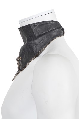 Lot 5 - A Chanel by Karl Lagerfeld black lambskin bandana/neckerchief, 'Chalet Gardenia' collection, Autumn-Winter 2019-2020